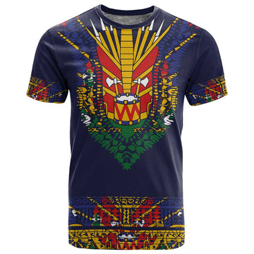 Haiti Flag T shirt Traditional Dashiki Black Color LT03