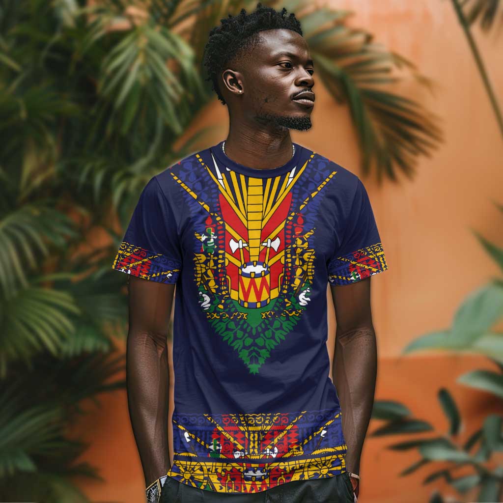 Haiti Flag T shirt Traditional Dashiki Black Color LT03