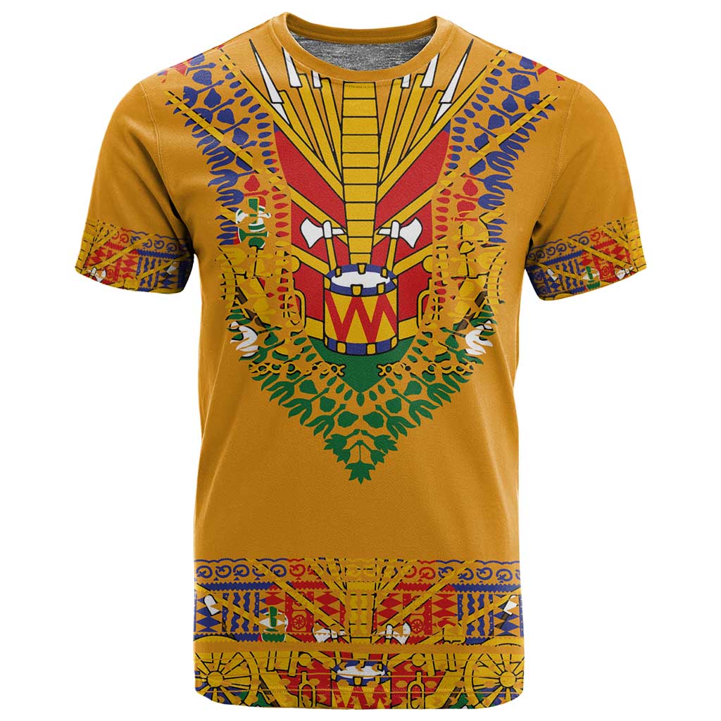 Haiti Flag T shirt Traditional Dashiki Yellow Color LT03