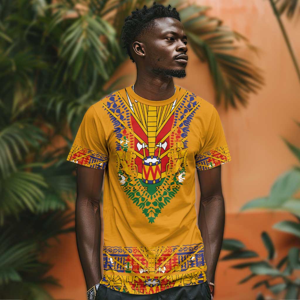 Haiti Flag T shirt Traditional Dashiki Yellow Color LT03