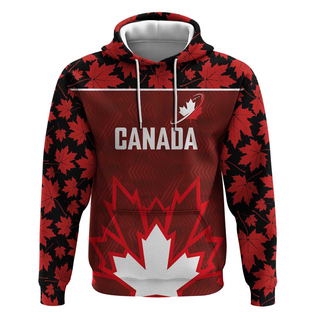 Custom Canadian Rugby Hoodie Maple Leaves Sporty Art Style Red Color LT03