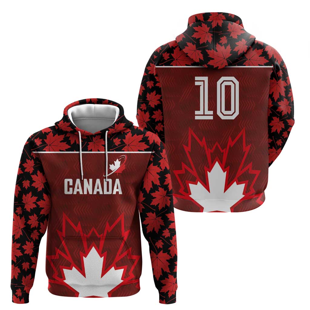 Custom Canadian Rugby Hoodie Maple Leaves Sporty Art Style Red Color LT03