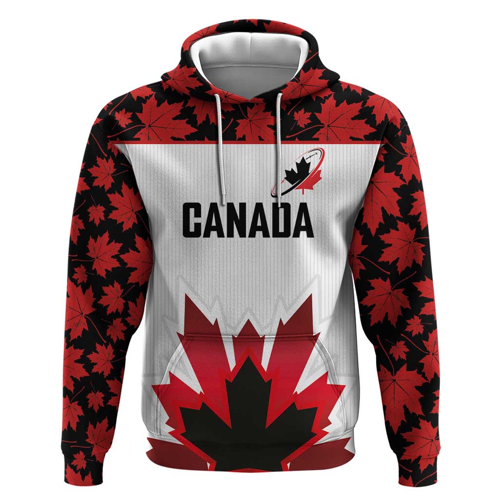 Custom Canadian Rugby Hoodie Maple Leaves Sporty Art Style White Color LT03