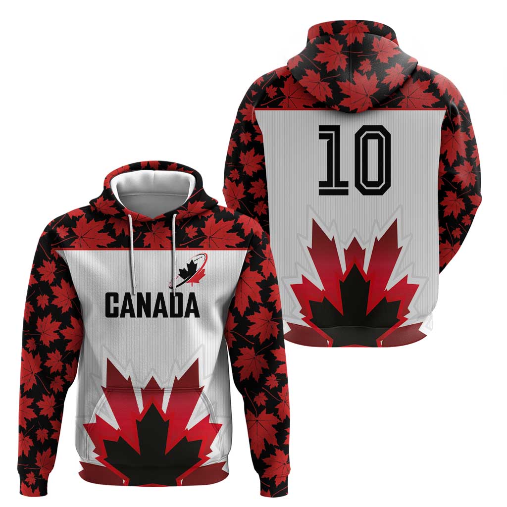 Custom Canadian Rugby Hoodie Maple Leaves Sporty Art Style White Color LT03
