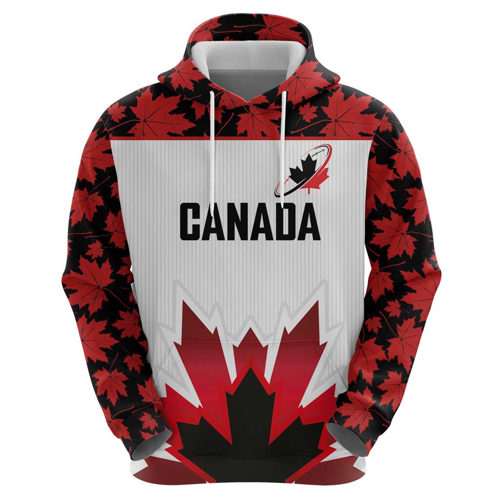 Custom Canadian Rugby Hoodie Maple Leaves Sporty Art Style White Color LT03