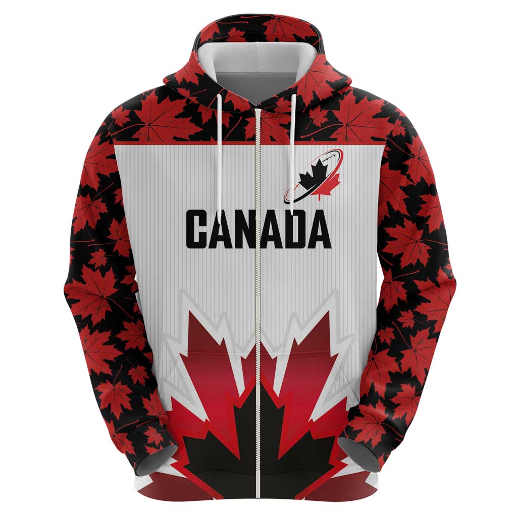 Custom Canadian Rugby Hoodie Maple Leaves Sporty Art Style White Color LT03
