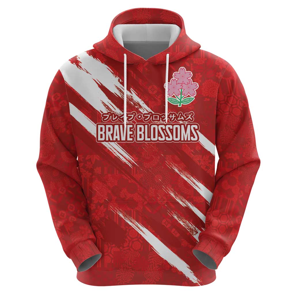 Custom Rugby Japan Hoodie The Champion Brave Blossoms Red Color LT03