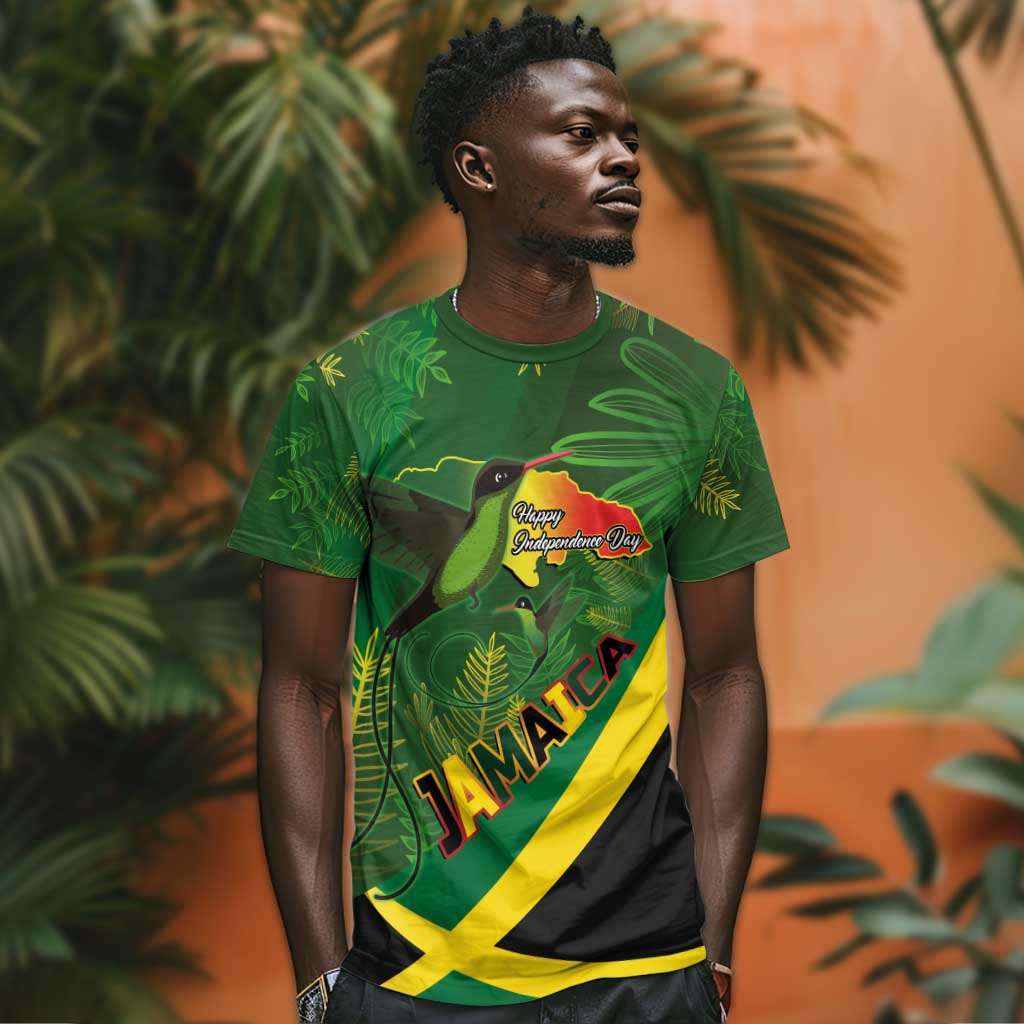 Afro Jamaica Independence Day T shirt Swallow-tail Hummingbird with Tropical Plants LT03