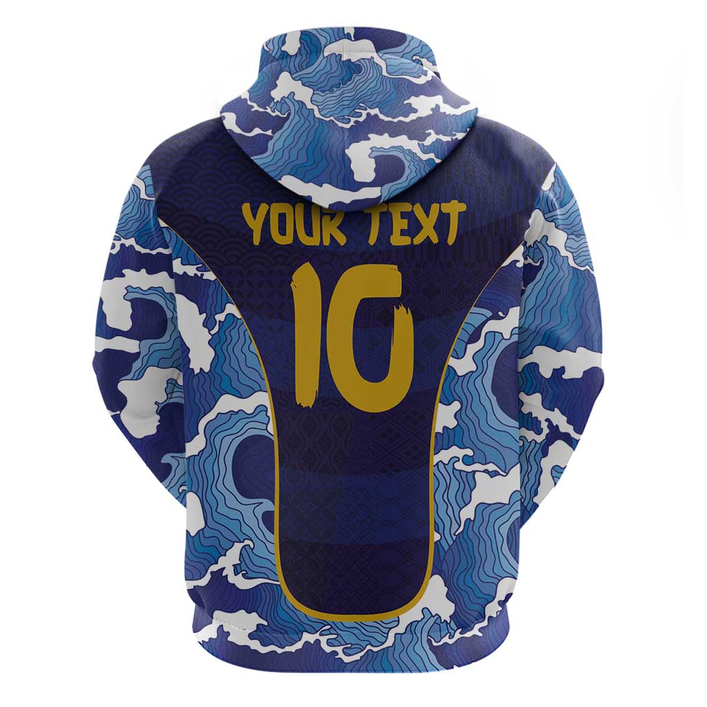 Custom Japan Pacific Rugby 2024 Hoodie Japanese Traditional Pattern and Sea Waves LT03