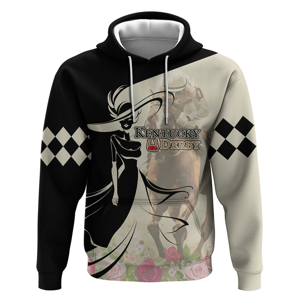 Kentucky Racing Horses Derby Hat Girl Hoodie Beige Color LT03