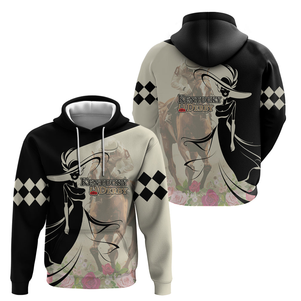 Kentucky Racing Horses Derby Hat Girl Hoodie Beige Color LT03