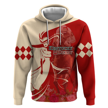 Kentucky Racing Horses Derby Hat Girl Hoodie Red Color LT03