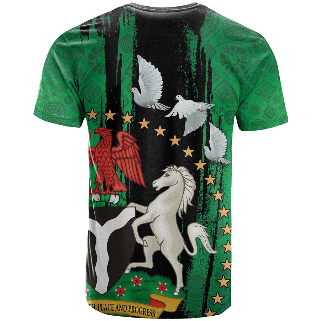 Nigeria Independence Day T shirt - National Seal with Peace Dove - African Pattern LT03