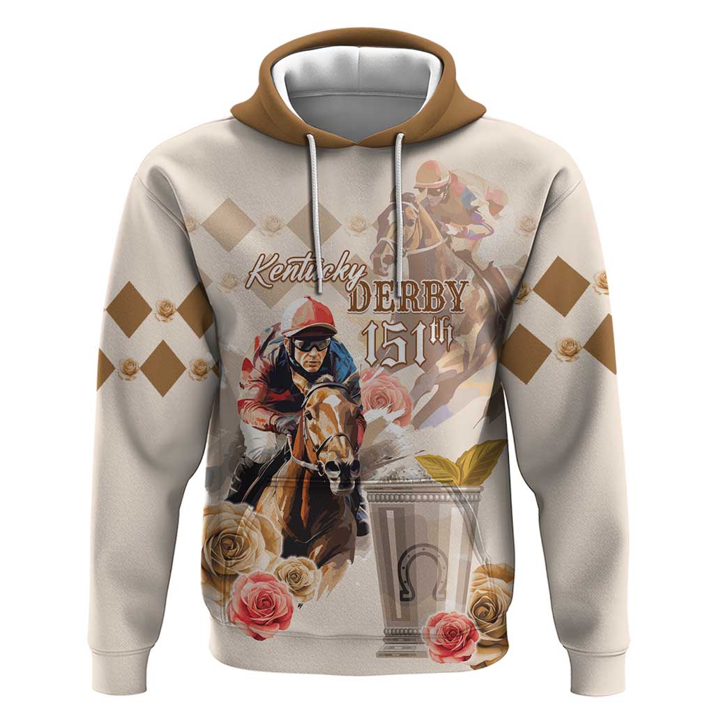 Personalized Kentucky 151st Anniversary Horse Racing Hoodie Mint Julep Beige Version LT05