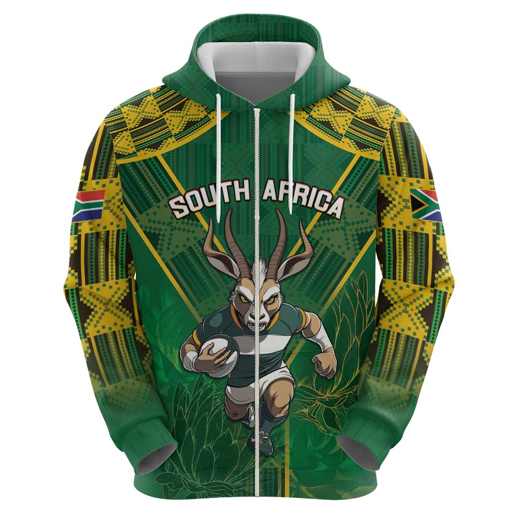 Custom South Africa Rugby 2024 Hoodie Go Bokke African Pattern LT05