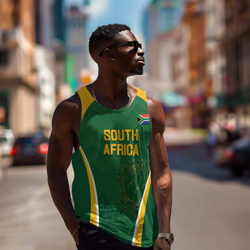 Custom South Africa Cricket Men Tank Top Go Champions Protea Pattern LT05