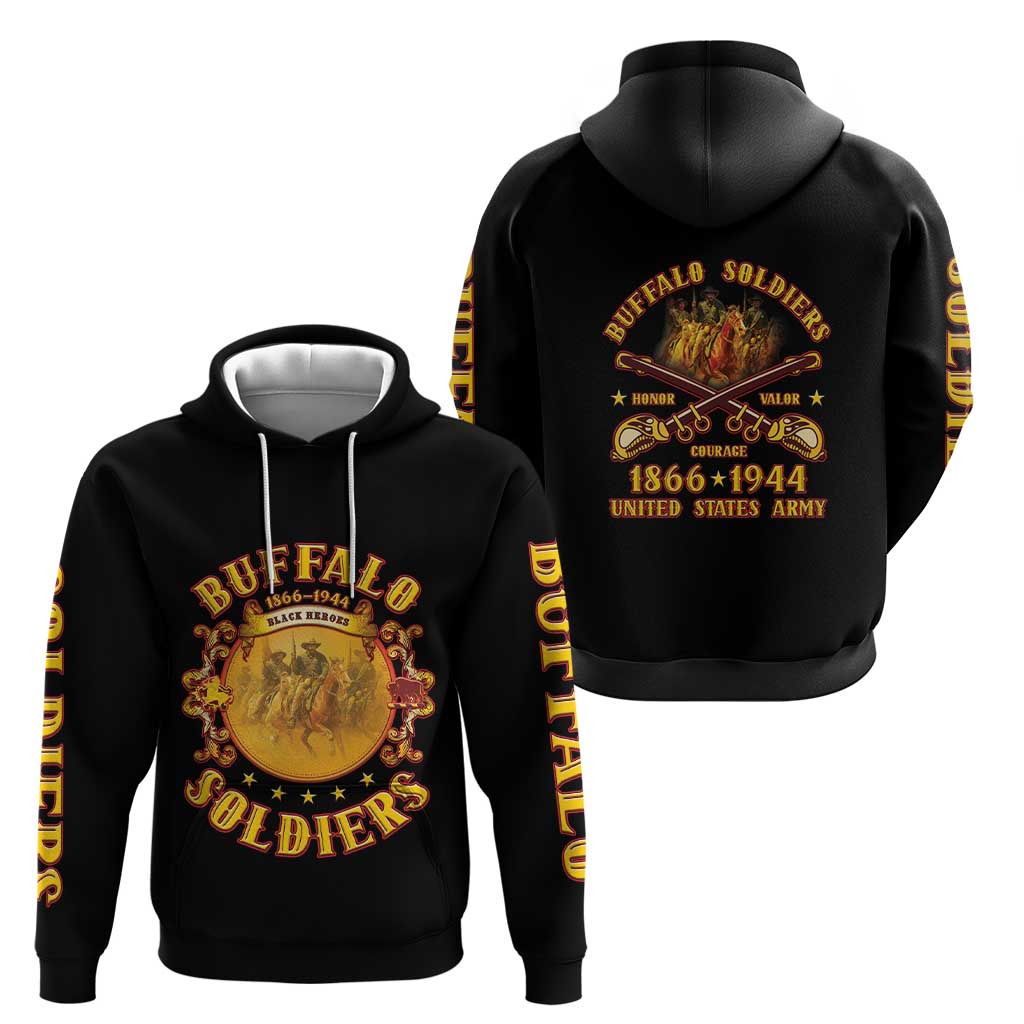 Honor Buffalo Soldiers Hoodie African American Cavalry Black Version LT05
