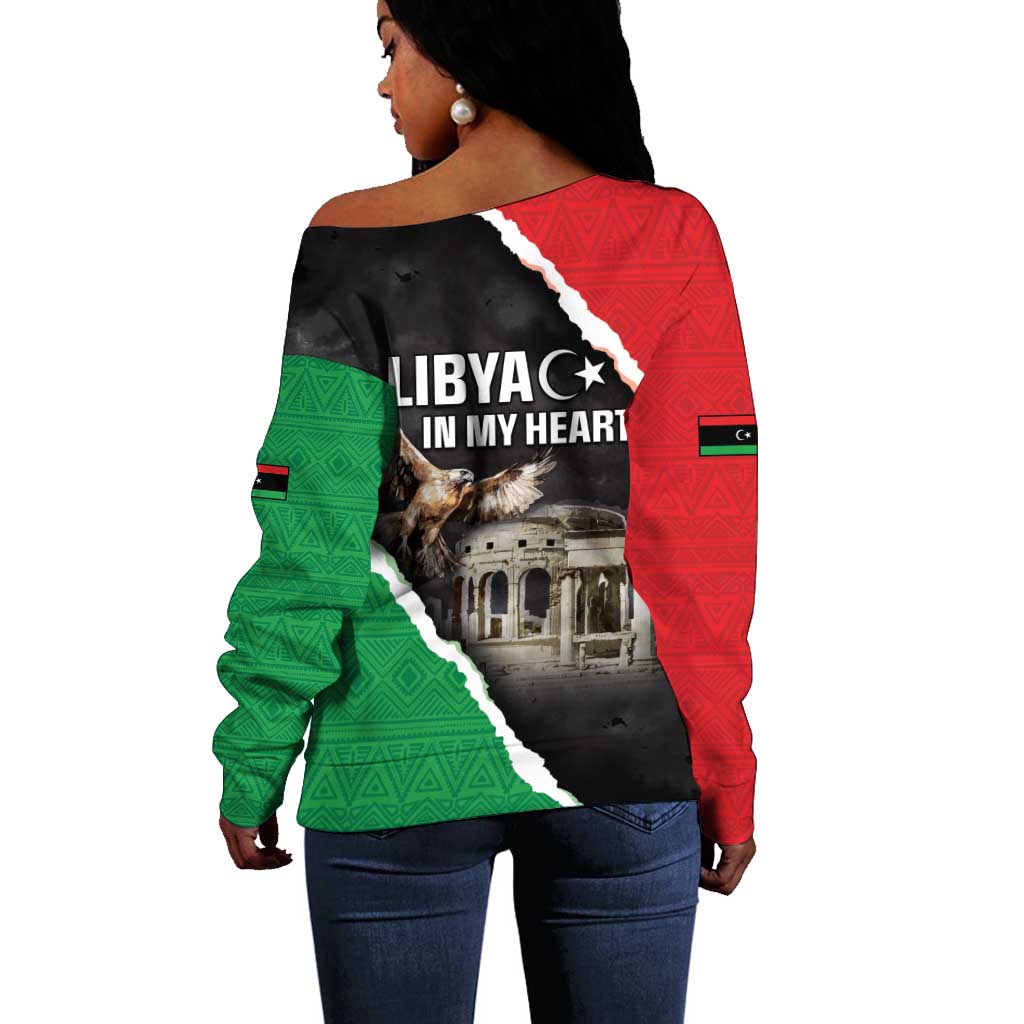 Happy Libya Independence Day Off Shoulder Sweater Libya In My Heart LT05