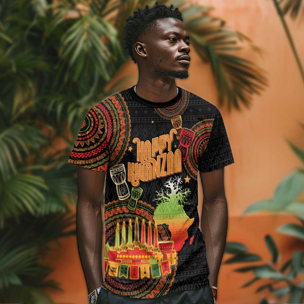 Kwanzaa Kinara Candles T shirt African Tribal Pattern LT05