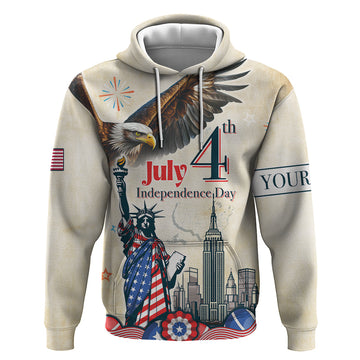 Personalised United States Independence Day Hoodie Freedom 4th Of July Beige Version LT05