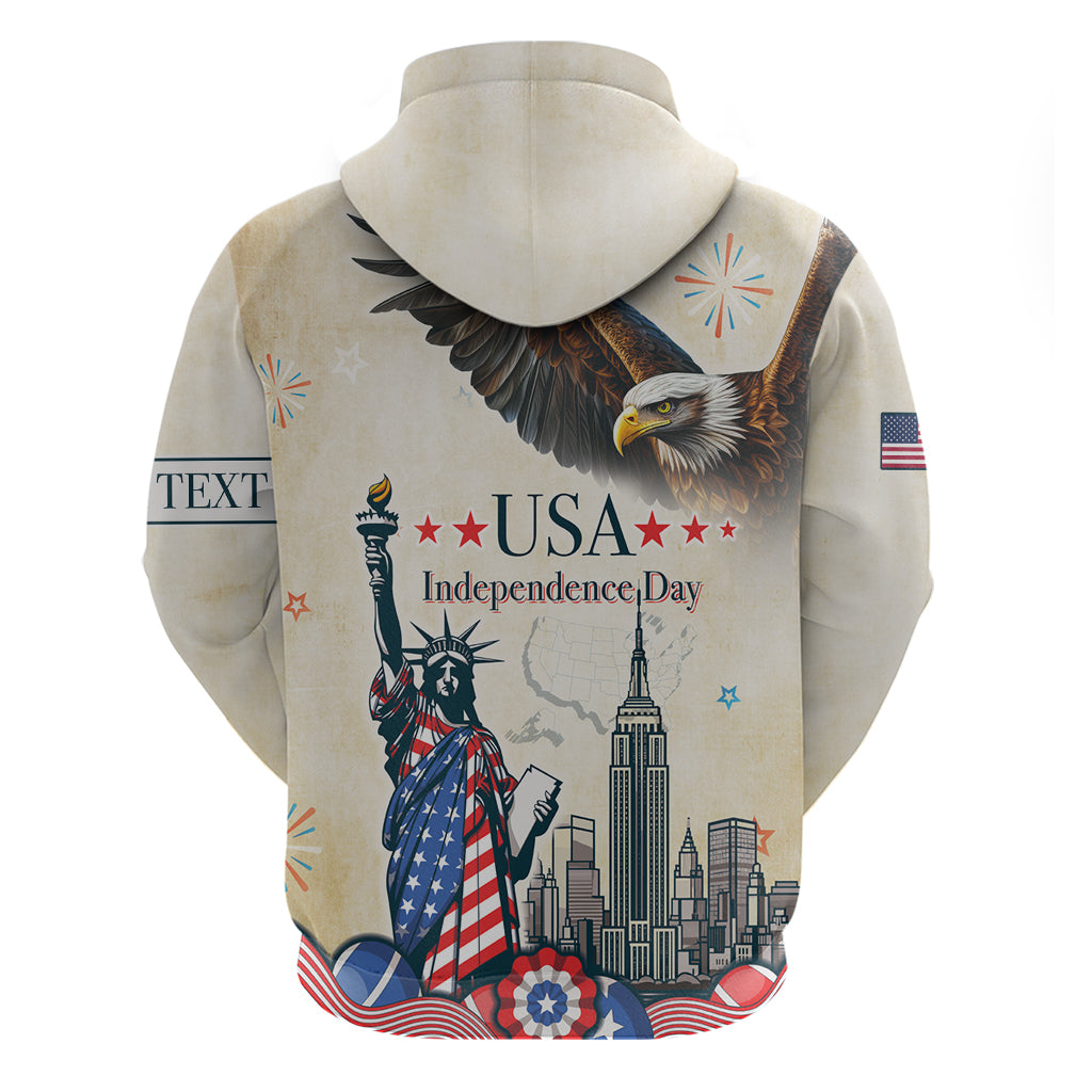 Personalised United States Independence Day Hoodie Freedom 4th Of July Beige Version LT05