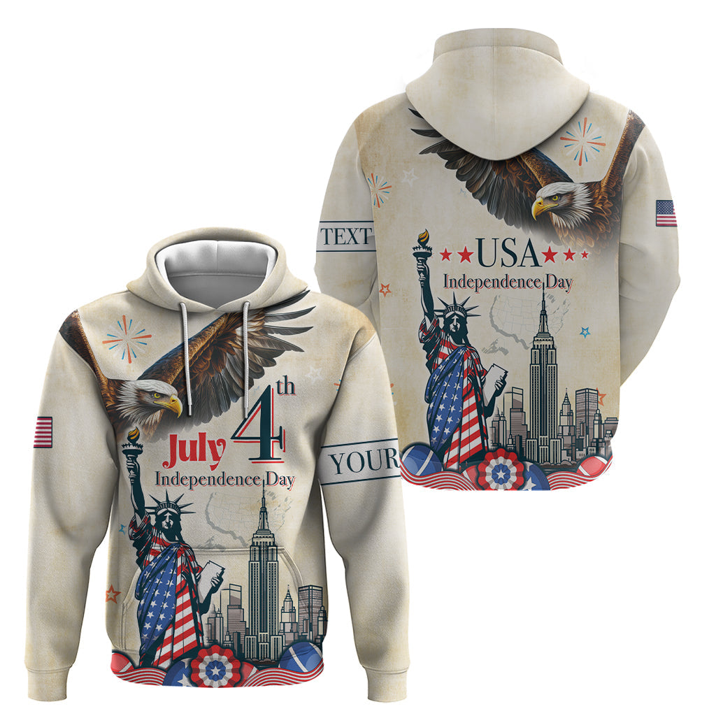 Personalised United States Independence Day Hoodie Freedom 4th Of July Beige Version LT05