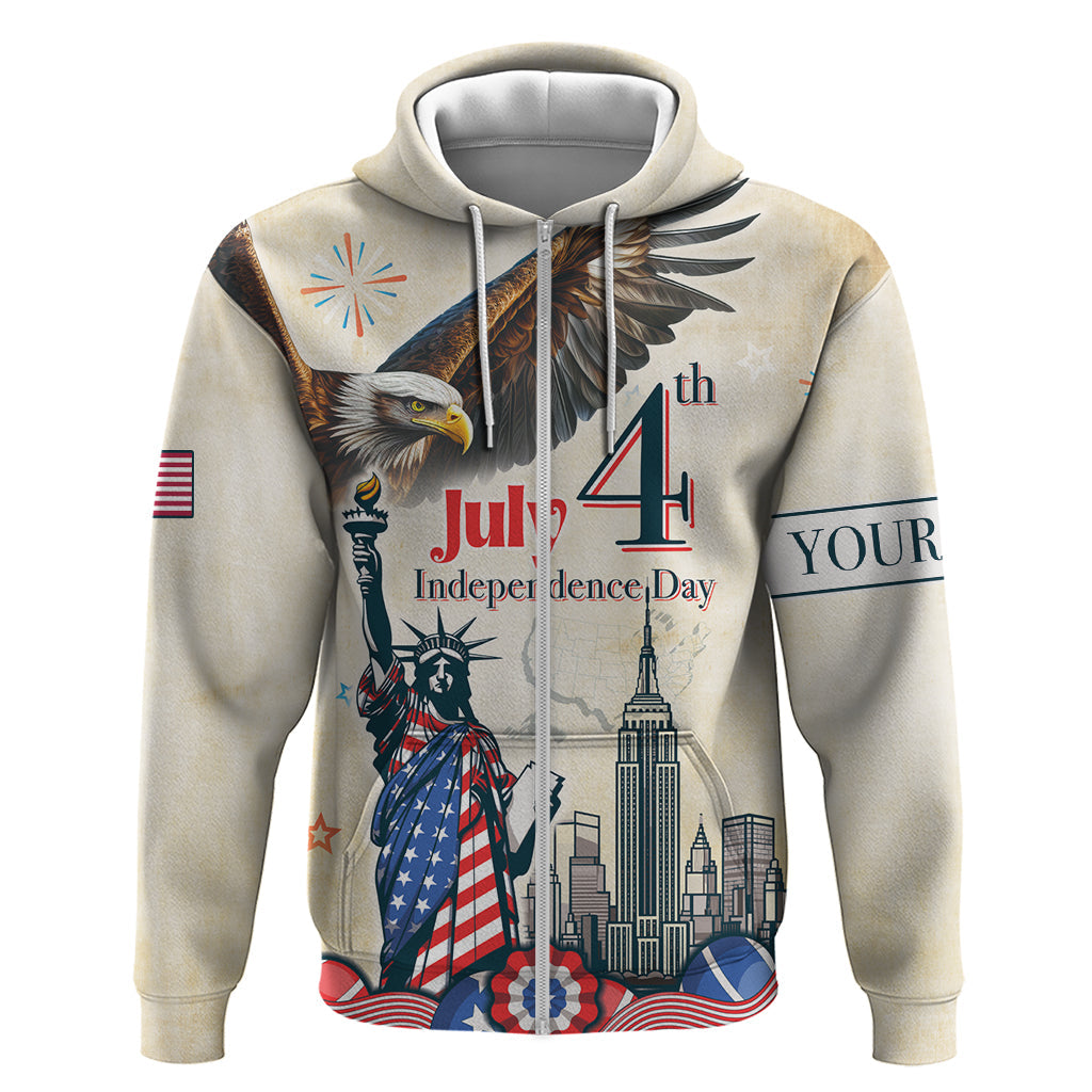 Personalised United States Independence Day Hoodie Freedom 4th Of July Beige Version LT05