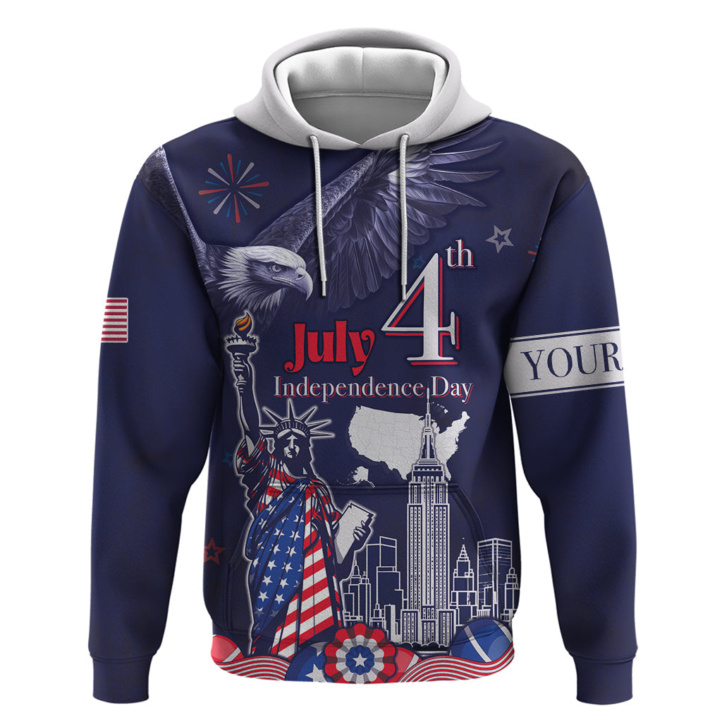 Personalised United States Independence Day Hoodie Freedom 4th Of July Navy Version LT05