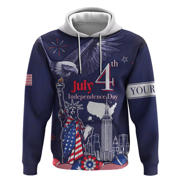 Personalised United States Independence Day Hoodie Freedom 4th Of July Navy Version LT05