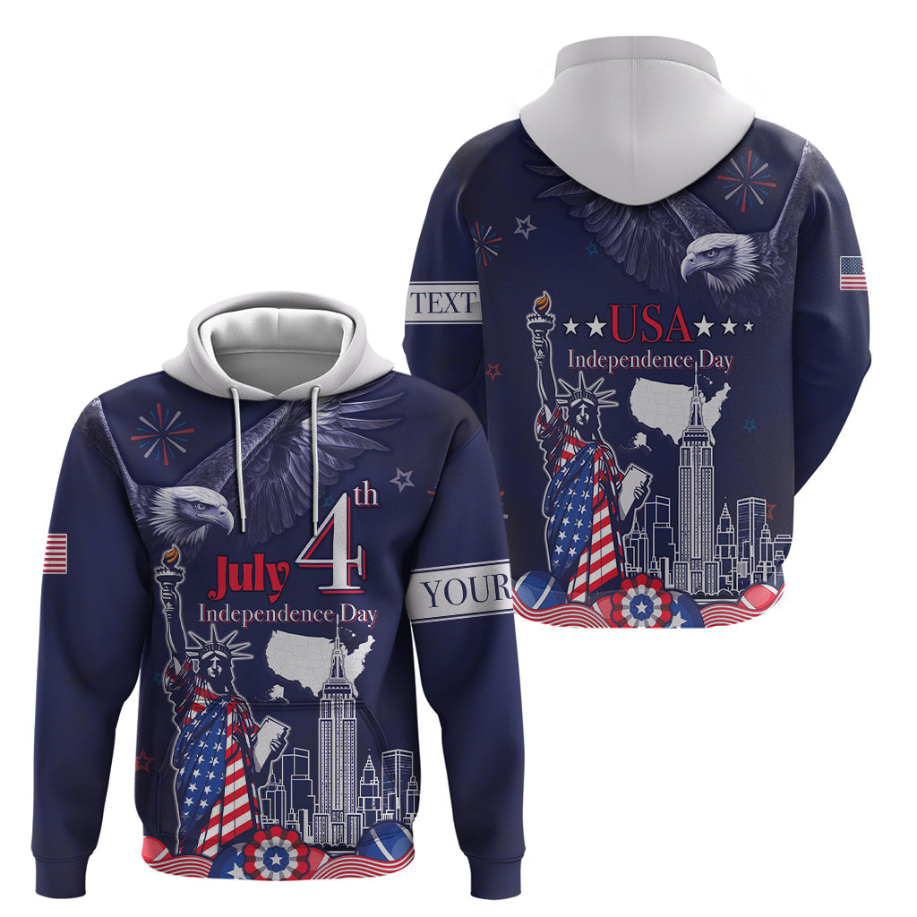 Personalised United States Independence Day Hoodie Freedom 4th Of July Navy Version LT05