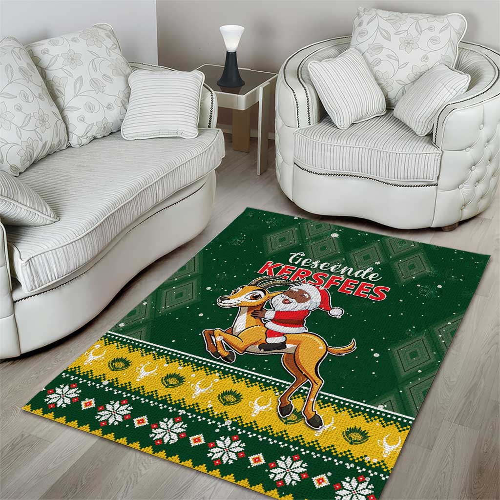 South Africa Christmas Area Rug Funny Santa Riding Springbok LT05