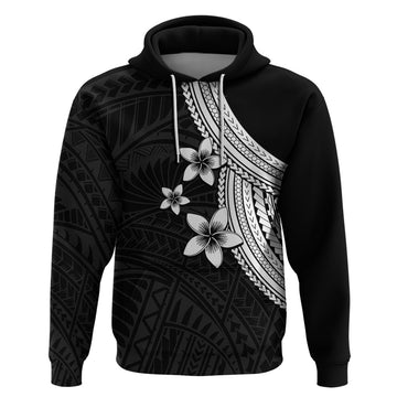 Polynesian Hoodie With Plumeria Flower White LT6