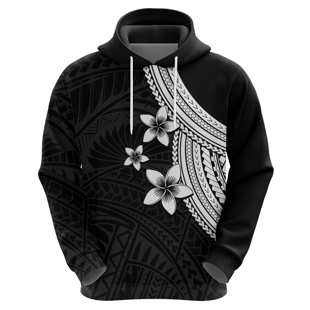 Polynesian Hoodie With Plumeria Flower White LT6