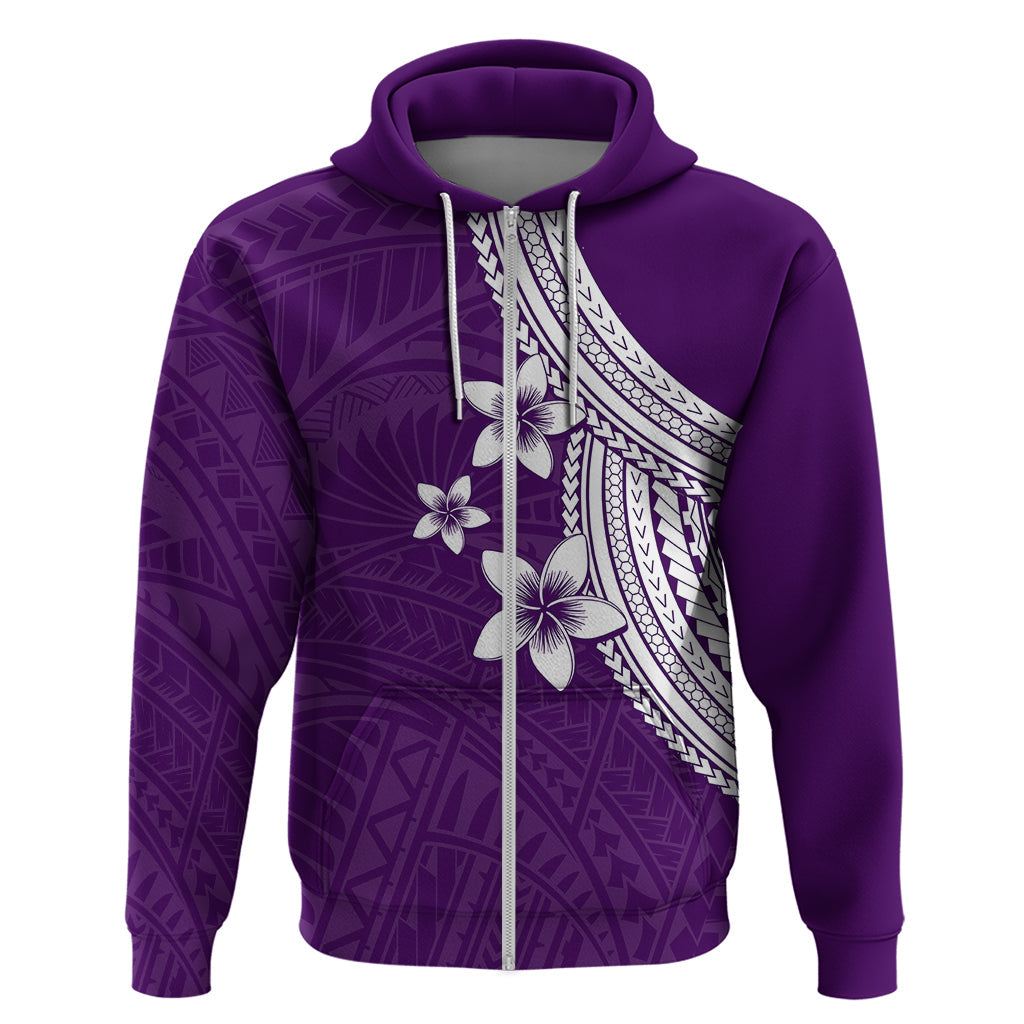 Polynesian Hoodie With Plumeria Flower Purple LT6