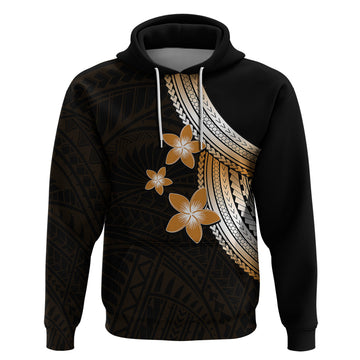 Polynesian Hoodie With Plumeria Flower Gold LT6