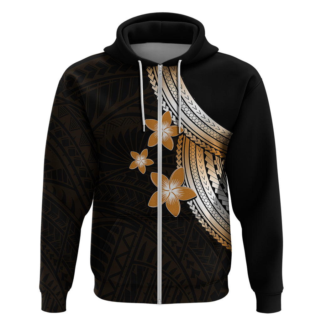 Polynesian Hoodie With Plumeria Flower Gold LT6