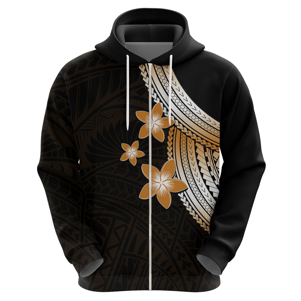 Polynesian Hoodie With Plumeria Flower Gold LT6