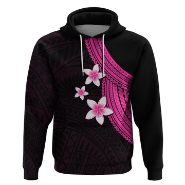 Polynesian Hoodie With Plumeria Flower Pink LT6