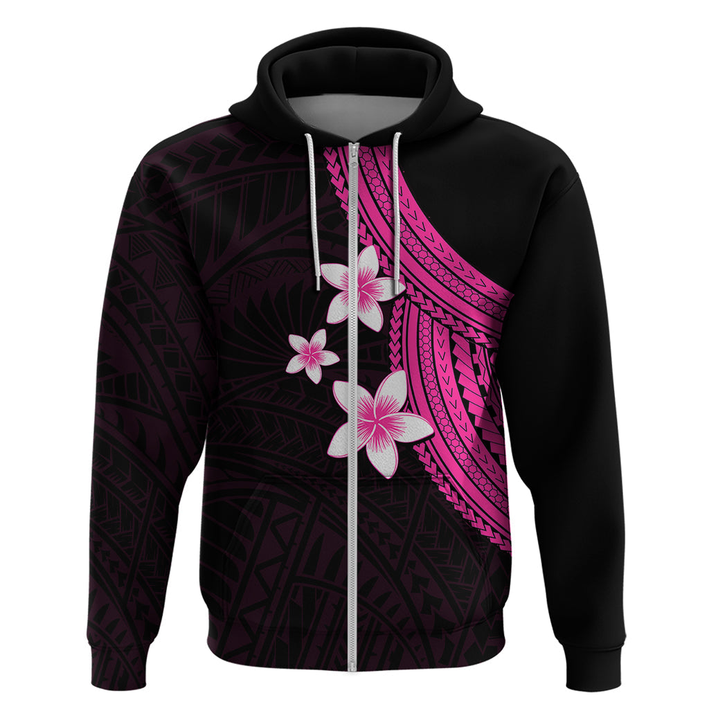 Polynesian Hoodie With Plumeria Flower Pink LT6
