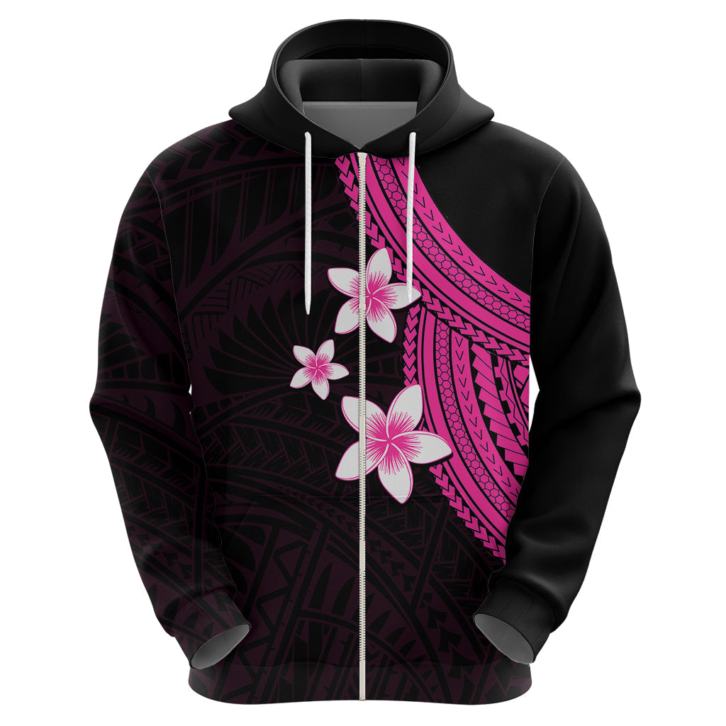 Polynesian Hoodie With Plumeria Flower Pink LT6