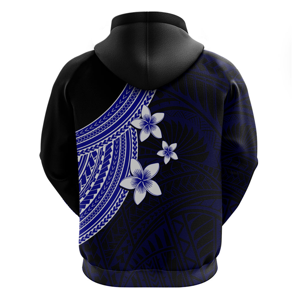 Polynesian Hoodie With Plumeria Flower Blue LT6