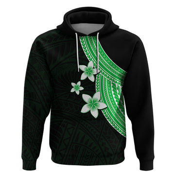 Polynesian Hoodie With Plumeria Flower Green LT6