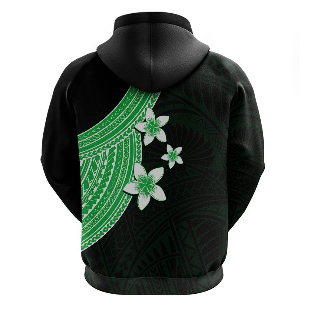 Polynesian Hoodie With Plumeria Flower Green LT6