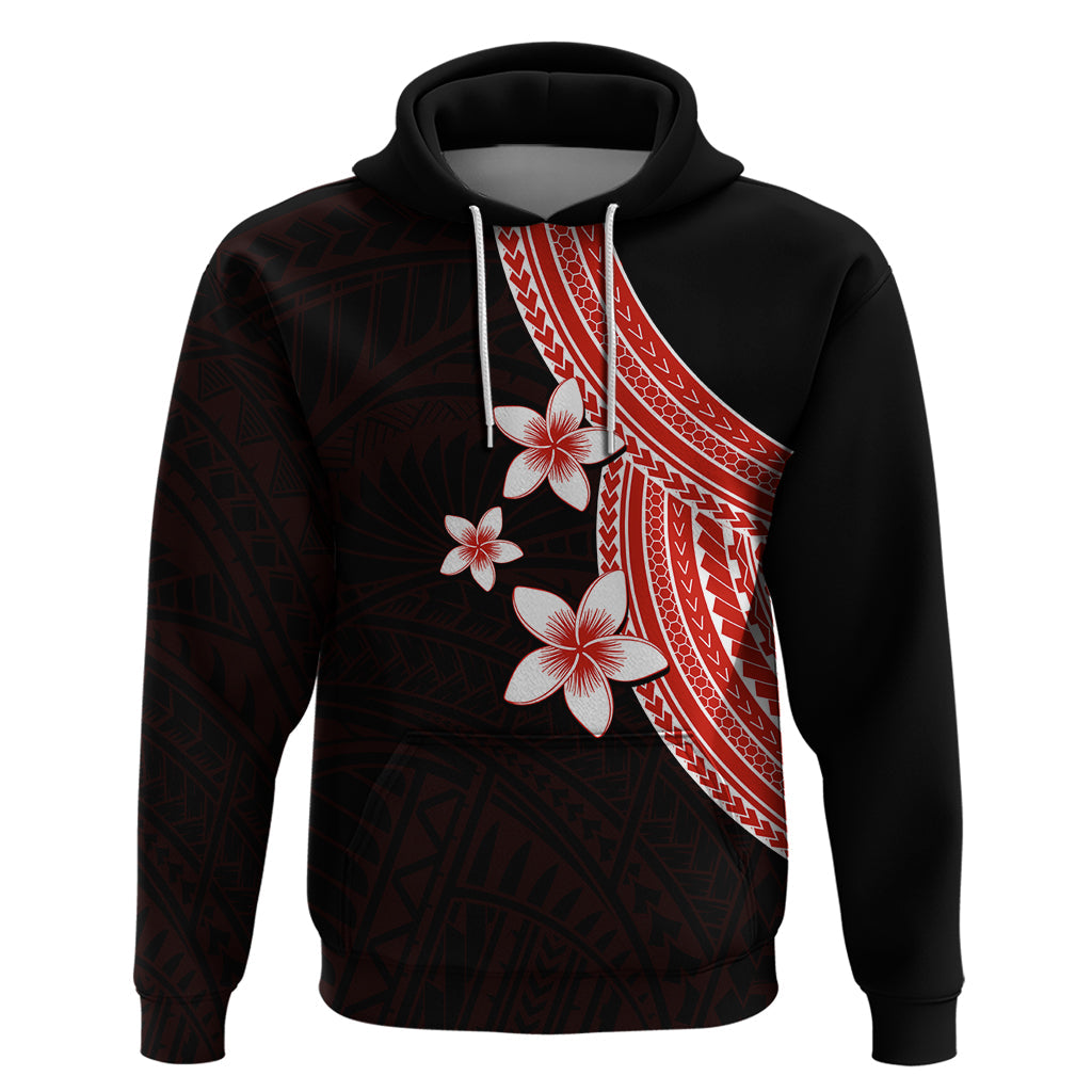 Polynesian Hoodie With Plumeria Flower Red LT6