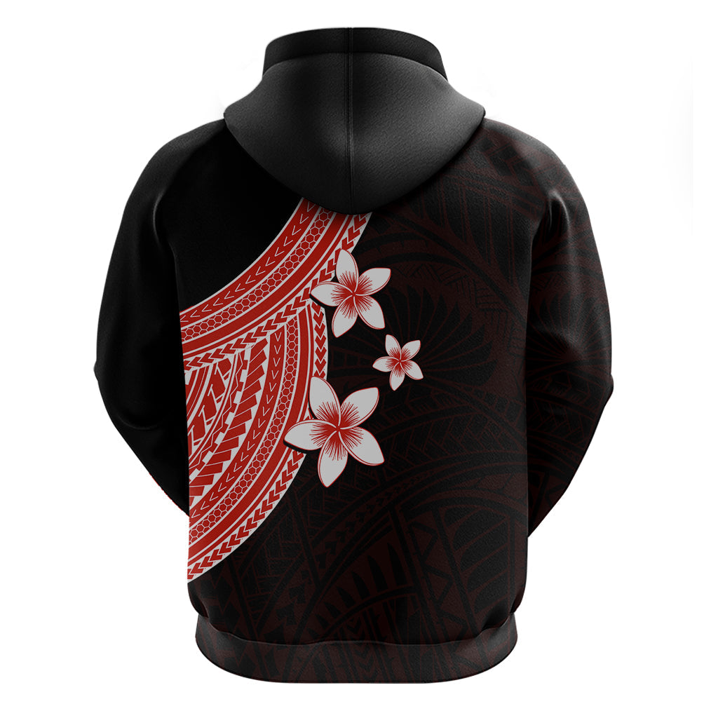 Polynesian Hoodie With Plumeria Flower Red LT6