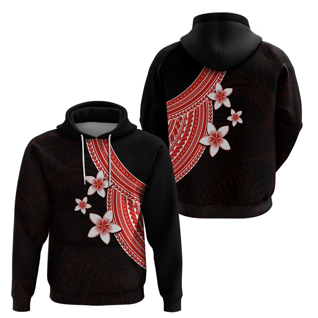 Polynesian Hoodie With Plumeria Flower Red LT6