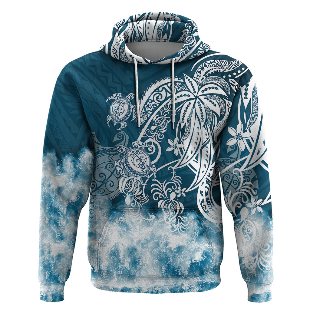 Polynesian Sea Turtle Hoodie Tribal Blue LT6
