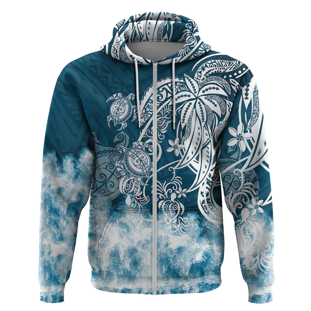 Polynesian Sea Turtle Hoodie Tribal Blue LT6
