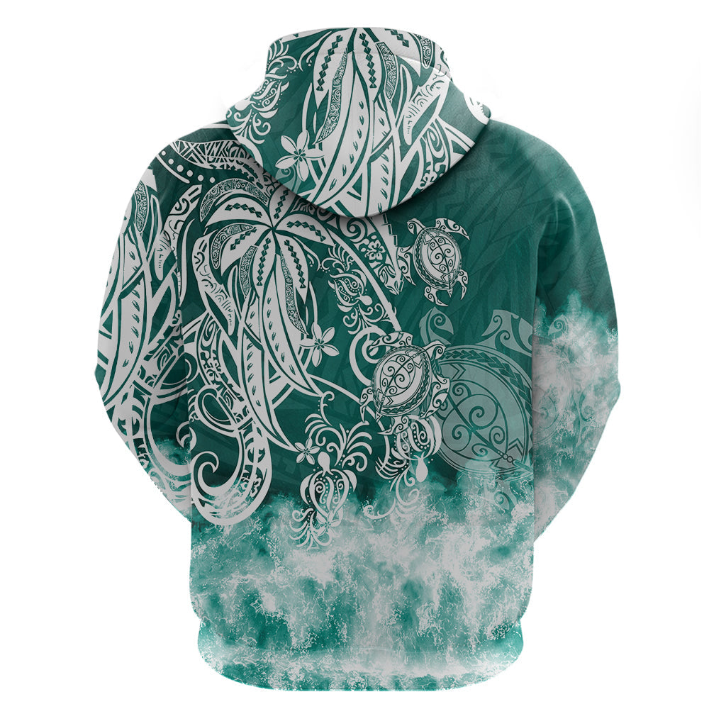 Polynesian Sea Turtle Hoodie Tribal Green LT6