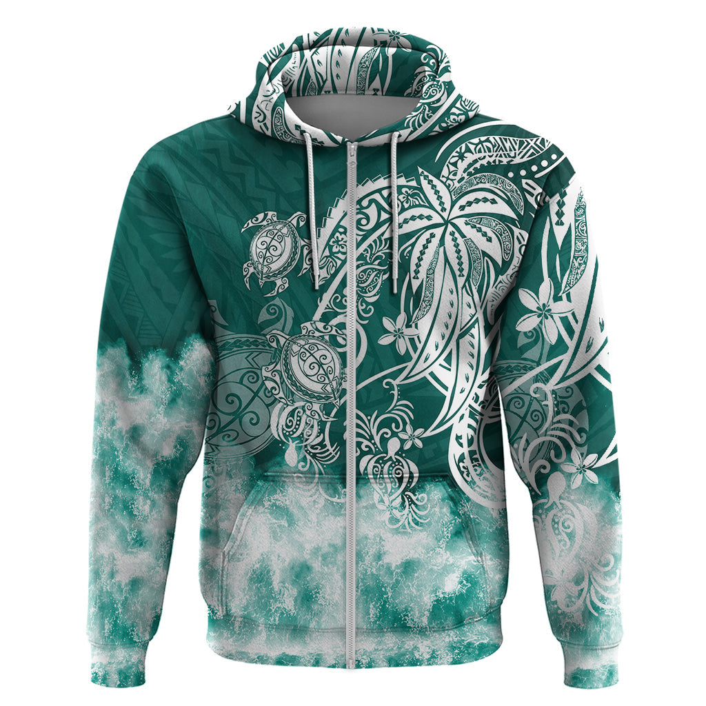 Polynesian Sea Turtle Hoodie Tribal Green LT6